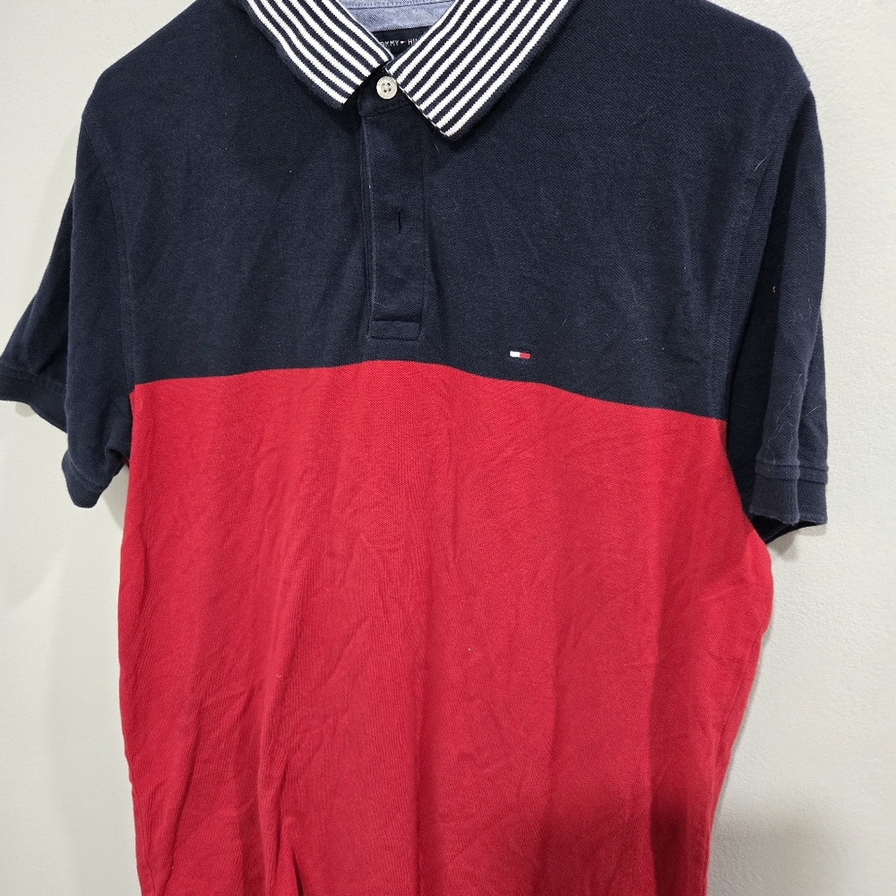 Tommy Hilfiger Men's Polo in Bold Red and Dark Blue